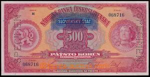 154519 - 1939 Ba.44, 500Ks, modrý přetisk Slovenský štát, 2x svi