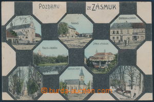 154594 - 1909 ZÁSMUKY - 8-okénková barevná koláž pletivo, mj. n