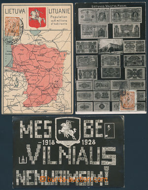 154604 - 1928 LITVA - sestava 3ks pohlednic, barvená mapa se znakem 