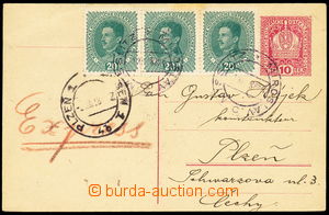 154612 - 1918 CPŘ5, Austrian PC Crown 10h sent as express, uprated b
