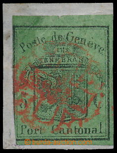 154629 - 1847 ŽENEVA Mi.4, Velký Orel 5C zelená na malém výstři