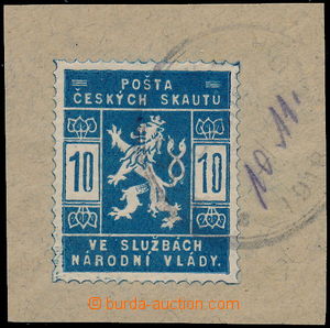 154640 - 1918 Pof.SK1a, 10h light blue on cut-square with cancel. wit