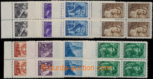 154652 - 1948 Mi.1203-1211, Workers, complete set in blok of four wit