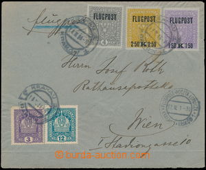 154683 - 1918 Let-dopis zaslaný do Vídně, vyfr. mj. leteckými zn.