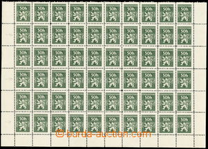 154772 - 1945 Pof.Sl1 DO, 50h zelená, dolní půlarch s 6x DO přeru