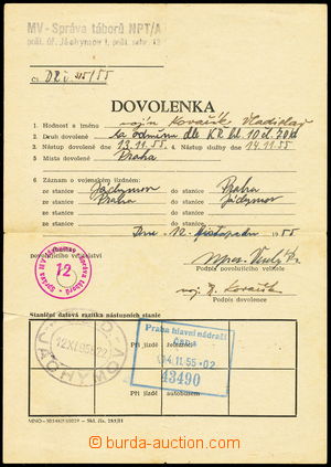 154859 - 1955 JÁCHYMOV  tábor NPT/A  použitý dovolenkový list pr