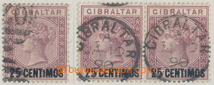 154911 - 1889 SG.17ab, overprint issue Queen Victoria, 25 CENTIMOS / 