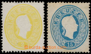 154927 - 1861 Mi.18, 22, FJI v oválu, 2Kr žlutá, 15Kr modrá, čis