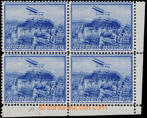 154939 - 1937 Mi.347A, Airmail 30D blue, corner blok of 4, significan