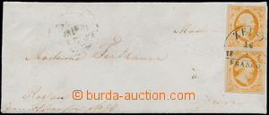 154960 - 1852 letter franked with pair 15C orange, Willem III., on sm