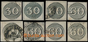 154974 - 1843 Mi.1 (2x), Mi.2, (6x), Volské oči, 2x 30Reis, 6x 60Re