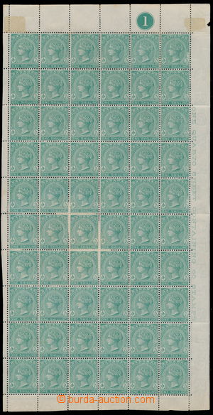 154993 - 1880 SG.39ba, complete 60 stapms sheet 1Sh green, perf 14, a
