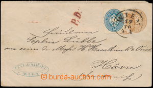 155037 - 1863 rakouská celinová obálka Dvojhlavá orlice 15Kr hně