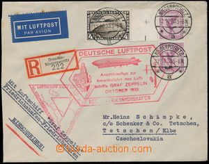 155057 - 1933 CHICAGOFAHRT 1933 Reg and airmail letter to Děčín!, 