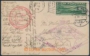 155066 - 1930 USA  pohlednice adresovaná do Čech, přepravená vzdu