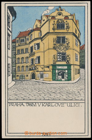 155165 - 1919 PRAHA, Dům v Karlové ulici, litografie, signováno MH