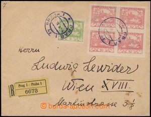 155168 - 1918 1. DEN VYDÁNÍ  R-dopis adresovaný do Vídně v I. TO