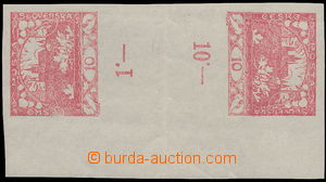 155179 -  Pof.5Mp(2), 10h red, folded opposite facing 2-stamps gutter