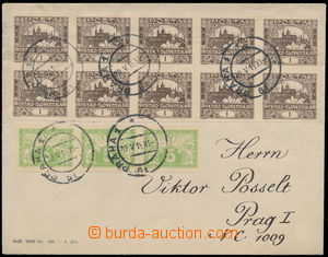155180 - 1919 dopis zaslaný do Prahy v II. TO, vyfr. 10-blokem zn. 1