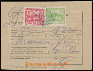 155183 - 1919 podací lístek na telegram s poplatky uhrazenými zn. 