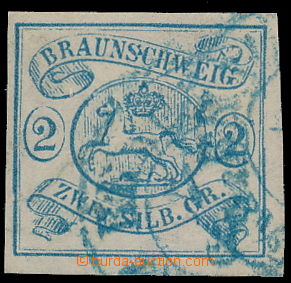 155333 - 1852 Mi.2, Coat of arms in oval 2Sgr, blue cancel; wide marg
