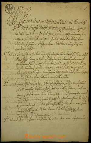 155464 - 1750 ČESKÉ KRÁLOVSTVÍ  fine dochovaná contract with pri