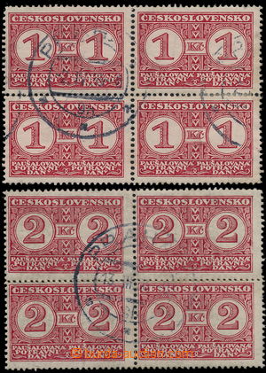 155504 - 1930-1932 Pof.PD7A-PD8A, 1CZK + 2CZK, blocks of four, used; 
