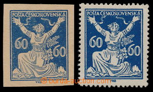 155530 -  Pof.157A, 60h blue + PLATE PROOF on brownish paper, both pi