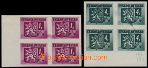 155640 - 1945 Pof.364B, 369B, Bratislava-issue, in blocks of four, va
