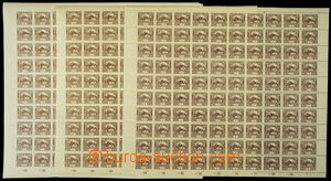 155706 -  Pof.1, value 1h brown, 3 pcs of complete sheets of 100, pri