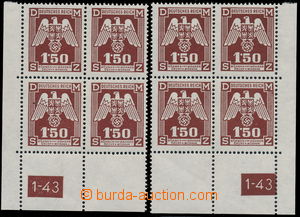 155740 - 1943 Pof.SL20, Služební II., 1,50K hnědá, levý + pravý