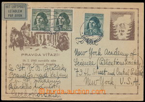 155780 - 1945 CDV73, Košice-issue light green, sent by air mail to U