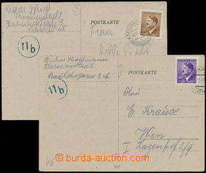 155793 - 1944 GHETTO TEREZÍN, 2x lístek zaslaný do Vídně, Poděk