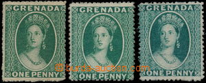 155809 - 1861-1875 SG.2, 10, 11, Královna Viktorie 1P zelená, Chalo