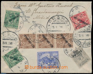 155830 - 1923 Reg letter of small format to Prague, franked with mixe