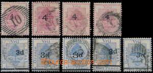155857 - 1877-1882 SG.10-13, 38-42, Nové nominály 4P/6P červená a