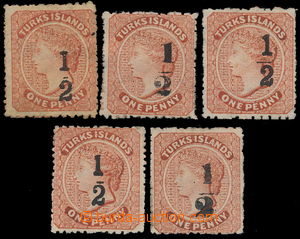 155868 - 1881 SG.15 (2), 17, 18, 21, 5x Královna Viktorie 1P matně 