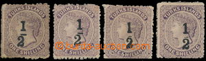 155869 - 1881 SG.12 (2x), 13, 14, Královna Viktorie 1Sh fialová s p