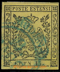 155914 - 1852 Sass.3d, Coat of arms 15C yellow, printing error CETN i