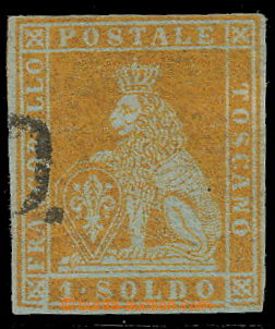 155977 - 1851 Mi.2x, Sass.2c, Heraldický lev 1 Soldo zlatožlutá na
