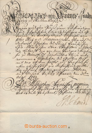 155995 - 1773 skládaný předznámkový dopis s ozdobnou intitulací