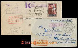 156027 - 1920-1921 2 Reg letters to USA with Mi.61 (5), 2R/10K 5x and
