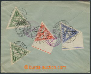 156028 - 1928 Reg letter to USA with air mail stamps Mi.129(2)-130, C