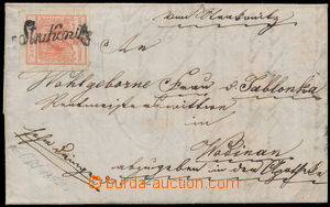 156090 - 1852 skládaný dopis vyfr. 3Kr zn., Mi.3Y, Mp s výraznou v