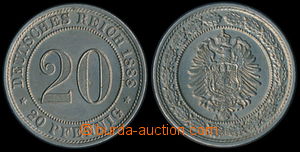 156109 - 1888 NĚMECKO  20 Pfennig, DEUTSCHES REICH, 1888; velmi dobr