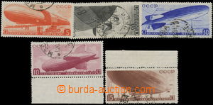 156170 - 1934 Mi.483-487x, Vzducholodě, kompletní série, 2ks krajo