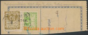 156348 - 1920 parcel dispatch card segment franked with. str-of-4 Hra