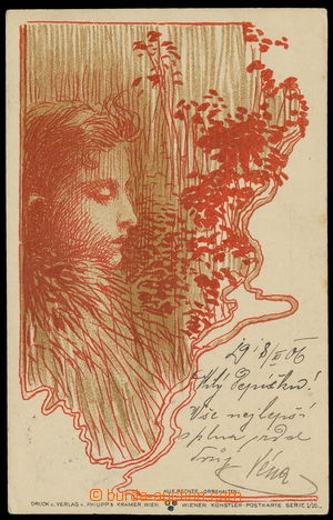 156354 - 1906 MOSER Koloman (1868-1918) - Dívka s květy, vydal Phil