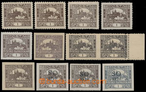 156493 -  Pof.1, 1h brown, nice compilation of 12 stamps, contains pi