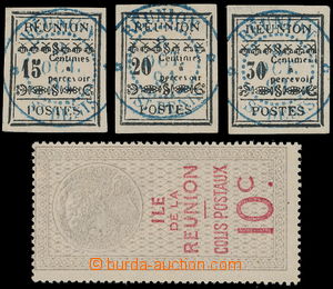 156507 - 1889 Mi.3,4,5, Doplatní 15, 20 a 30c s modrým DR RÉUNION,